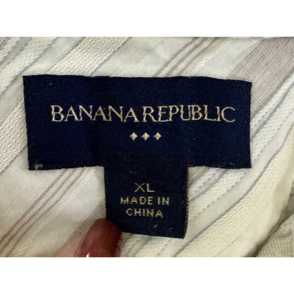 Vintage Banana Republic Button Down Shirt Men's XL Classic White Khaki SS - Picture 8 of 11